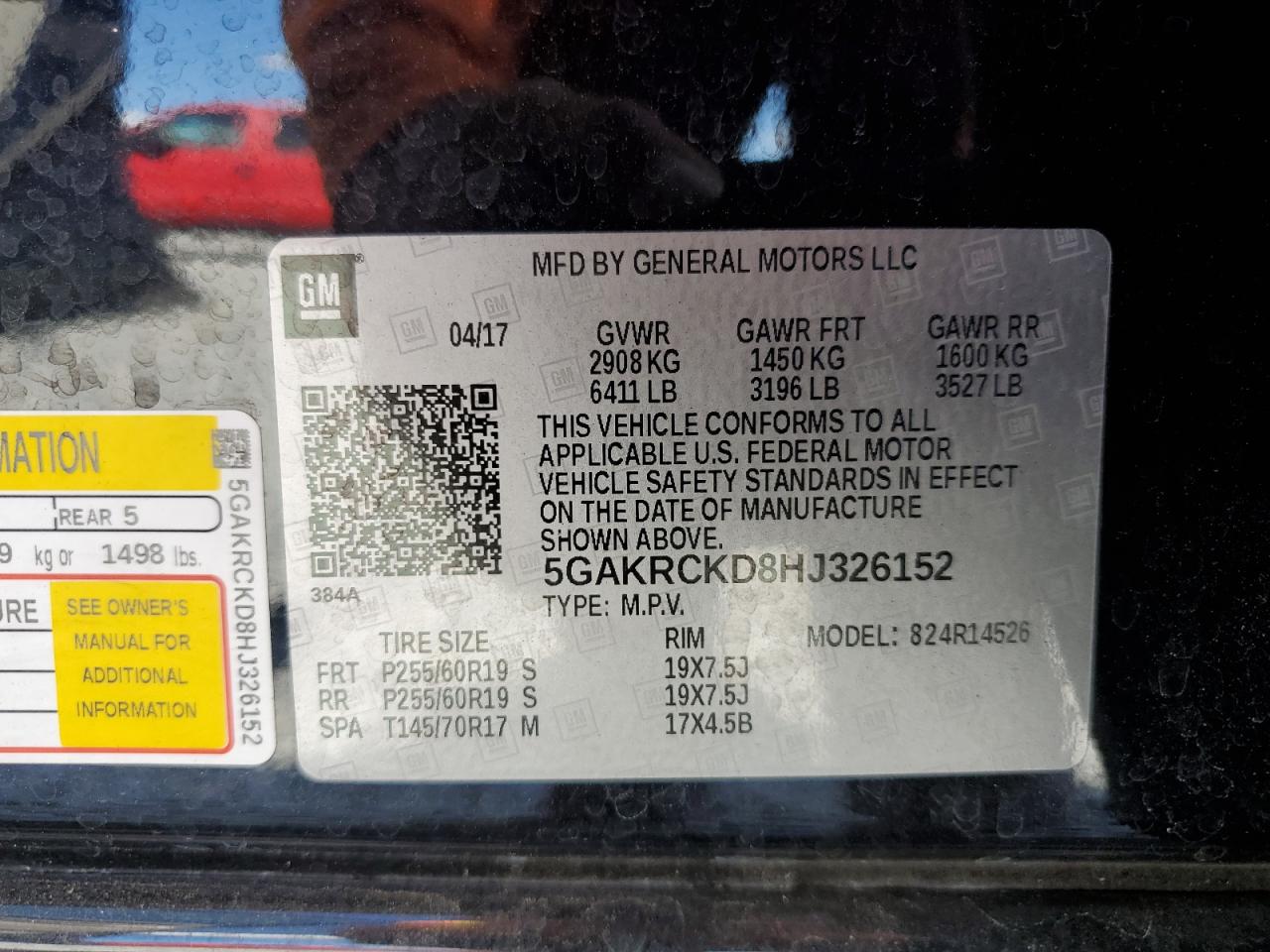 2017 Buick Enclave VIN: 5GAKRCKD8HJ326152 Lot: 87454395