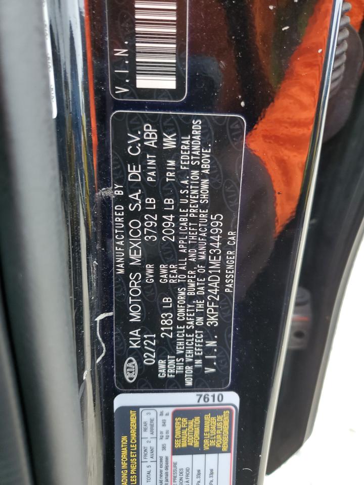 2021 Kia Forte Fe VIN: 3KPF24AD1ME344995 Lot: 85725435