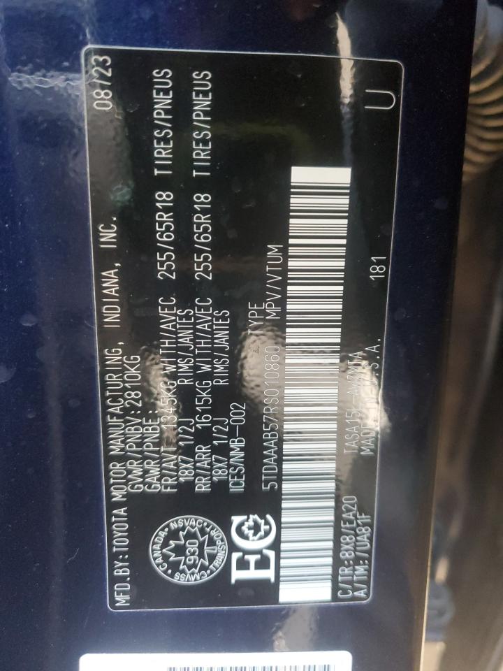 2024 Toyota Grand Highlander Xle VIN: 5TDAAAB57RS010860 Lot: 86142475