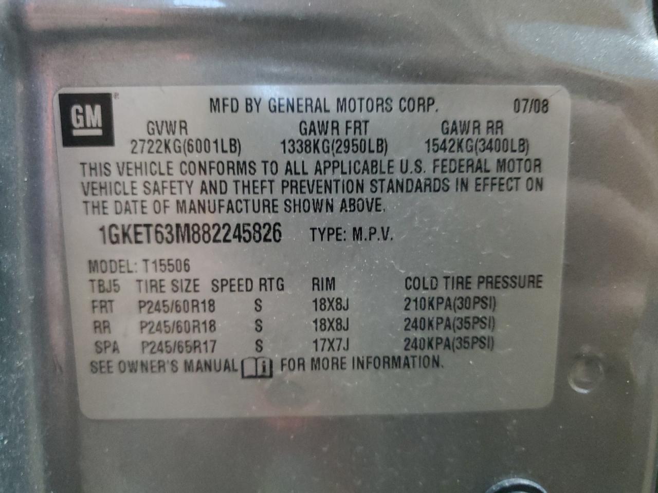 2008 GMC Envoy Denali VIN: 1GKET63M882245826 Lot: 90302655