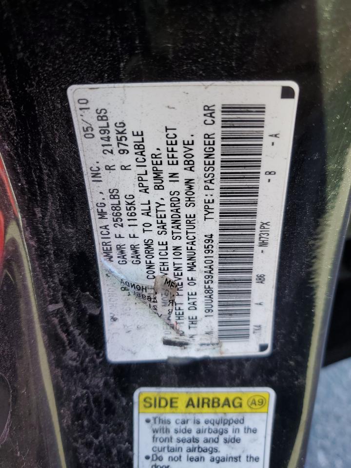 2010 Acura Tl VIN: 19UUA8F59AA019594 Lot: 84830375