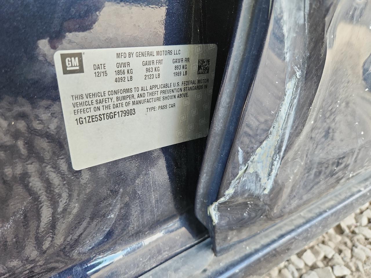 2016 Chevrolet Malibu Lt VIN: 1G1ZE5ST6GF179903 Lot: 82331265