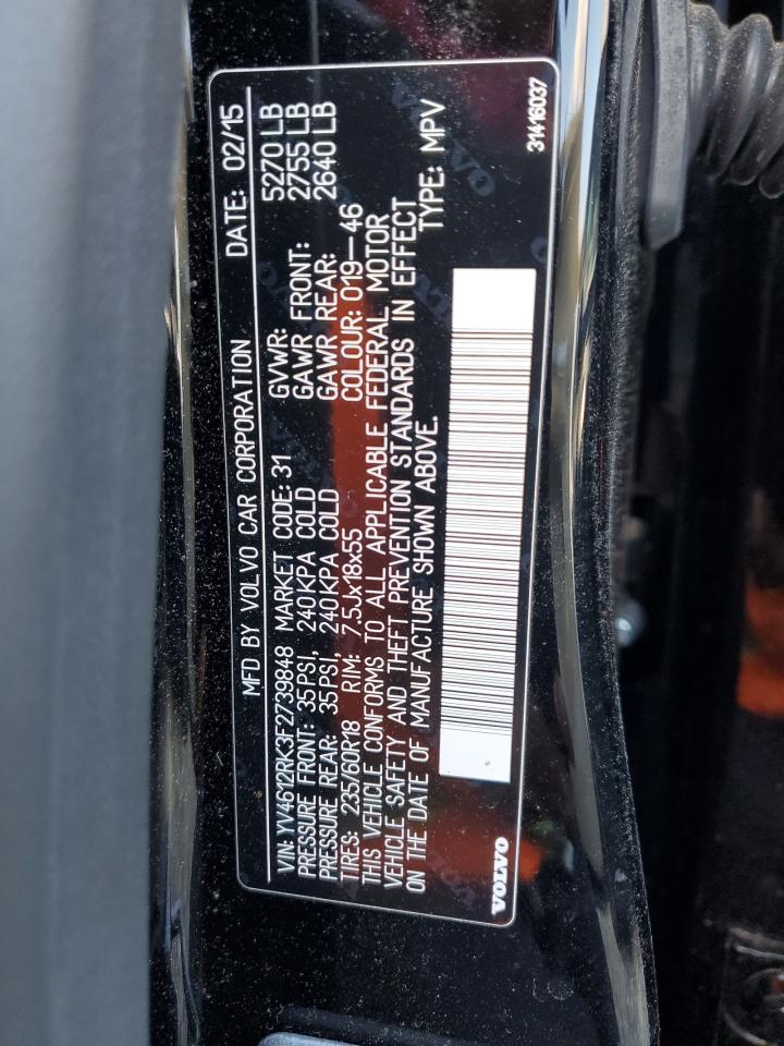 2015 Volvo Xc60 T5 Premier VIN: YV4612RK3F2739848 Lot: 89794455