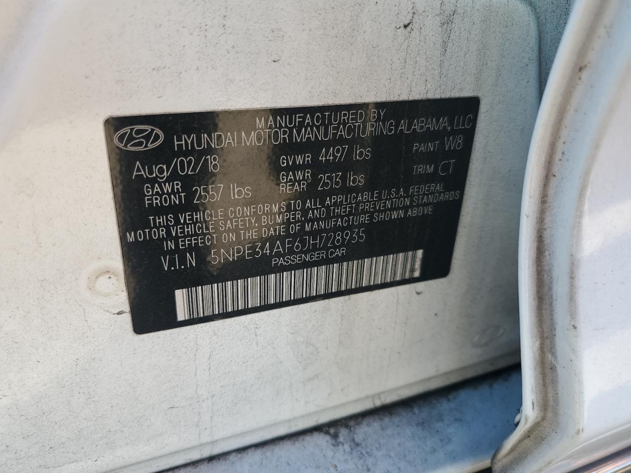 2018 Hyundai Sonata Sport VIN: 5NPE34AF6JH728935 Lot: 84902365