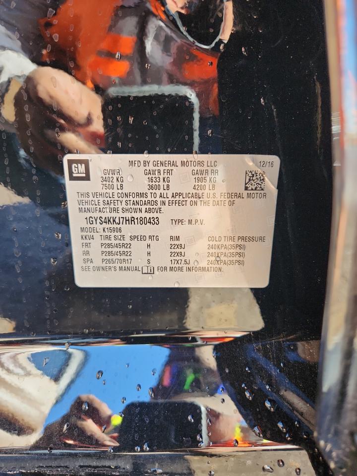 2017 Cadillac Escalade Esv Platinum VIN: 1GYS4KKJ7HR180433 Lot: 87274855