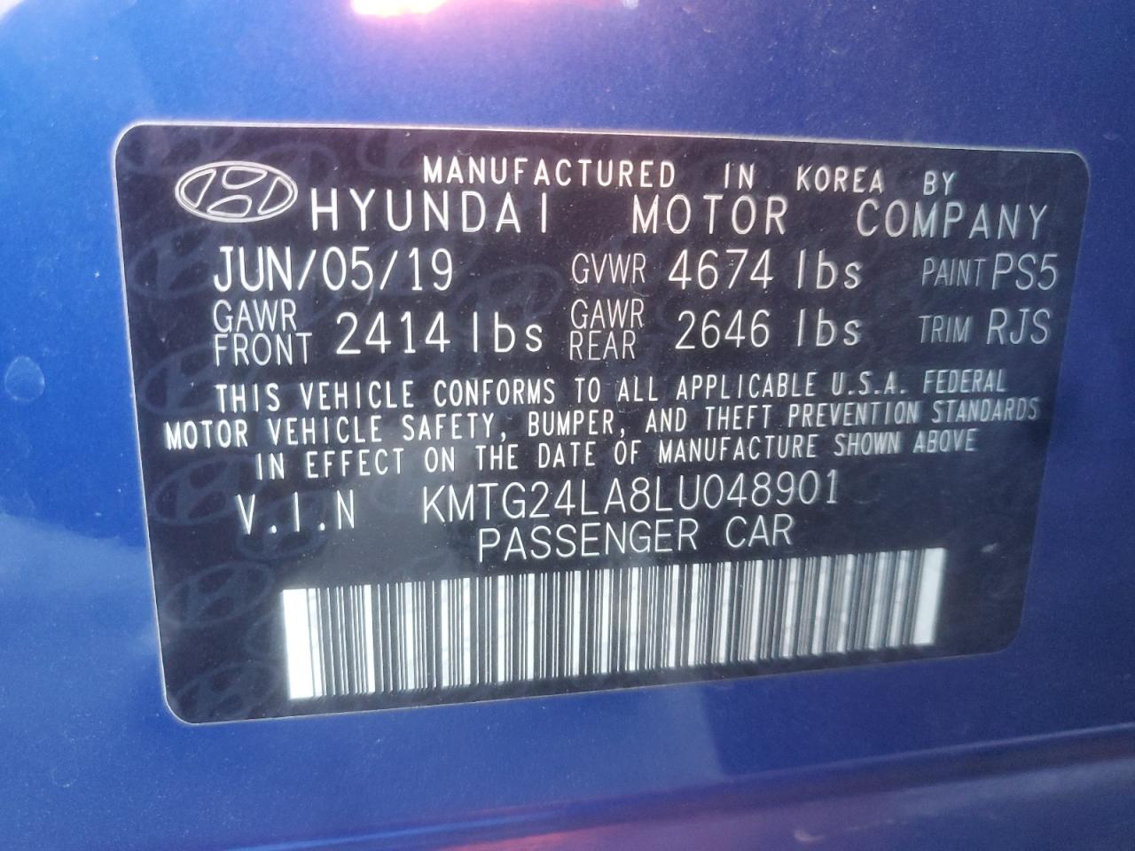 2020 Genesis G70 Sport VIN: KMTG24LA8LU048901 Lot: 89446275