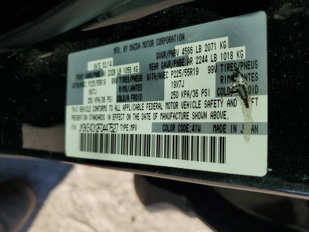 2015 Mazda Cx-5 Gt VIN: JM3KE4DY2F0447527 Lot: 85869915