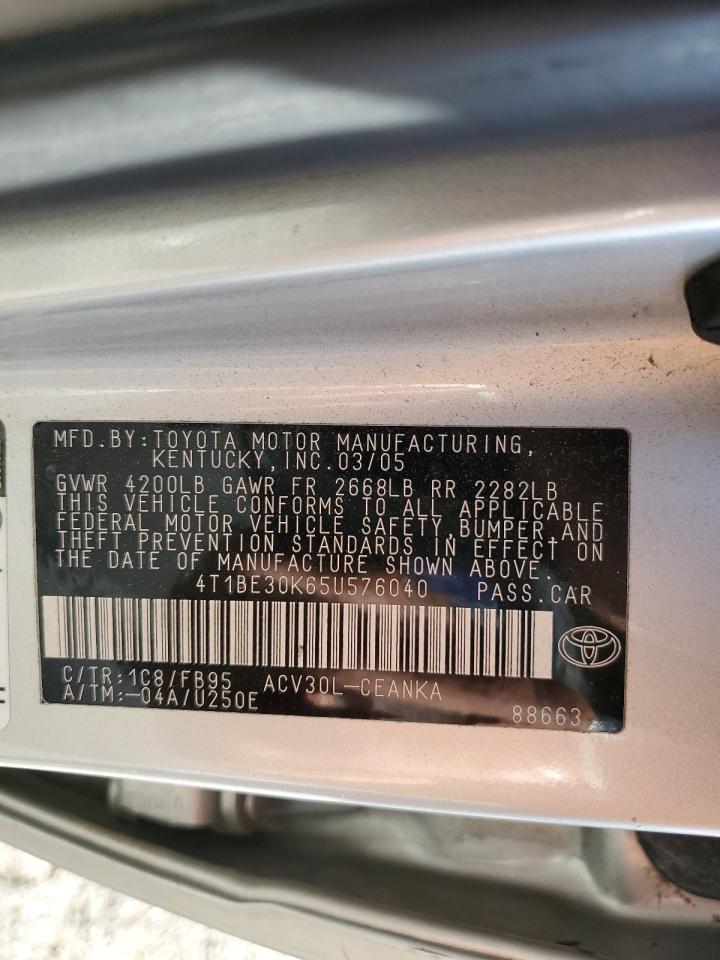 2005 Toyota Camry Le VIN: 4T1BE30K65U576040 Lot: 85905805