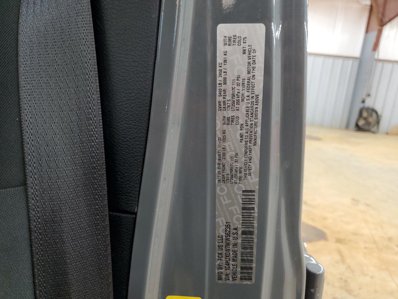 2021 Jeep Wrangler Unlimited Sport VIN: 1C4HJXDN7MW562351 Lot: 84832735