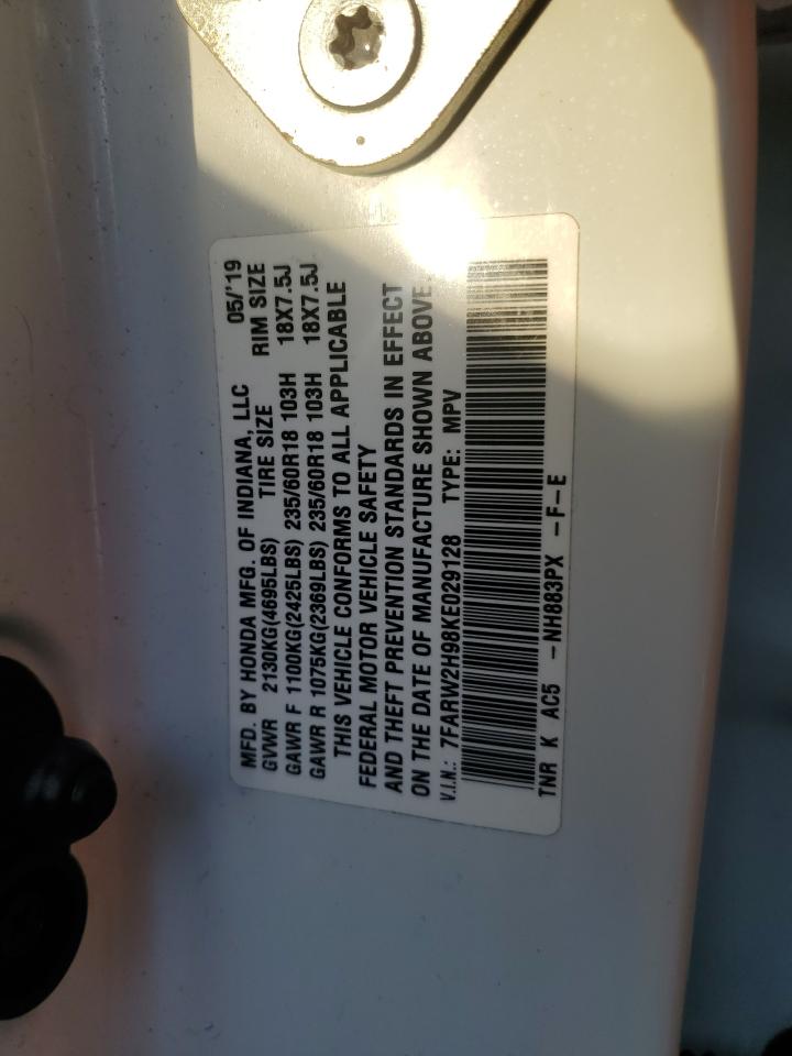 2019 Honda Cr-V Touring VIN: 7FARW2H98KE029128 Lot: 85277005