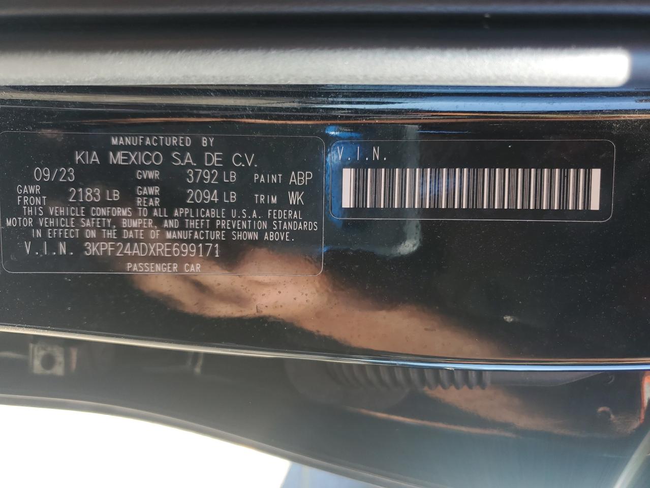 2024 Kia Forte Lx VIN: 3KPF24ADXRE699171 Lot: 82383415