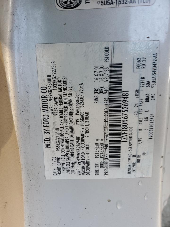 2007 Ford Mustang VIN: 1ZVFT80N675269481 Lot: 86079585