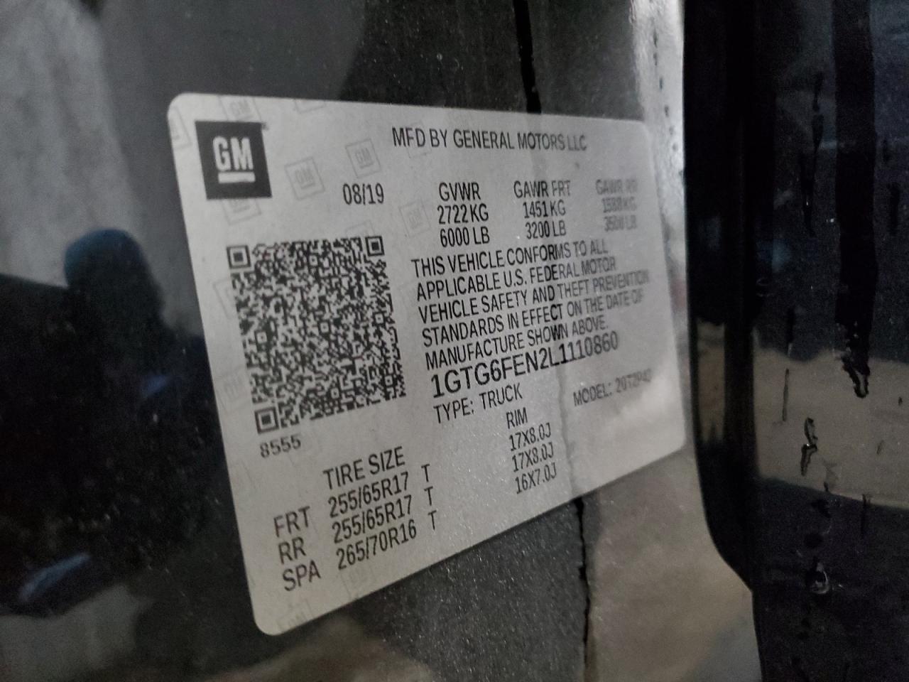 2020 GMC Canyon All Terrain VIN: 1GTG6FEN2L1110860 Lot: 85497195