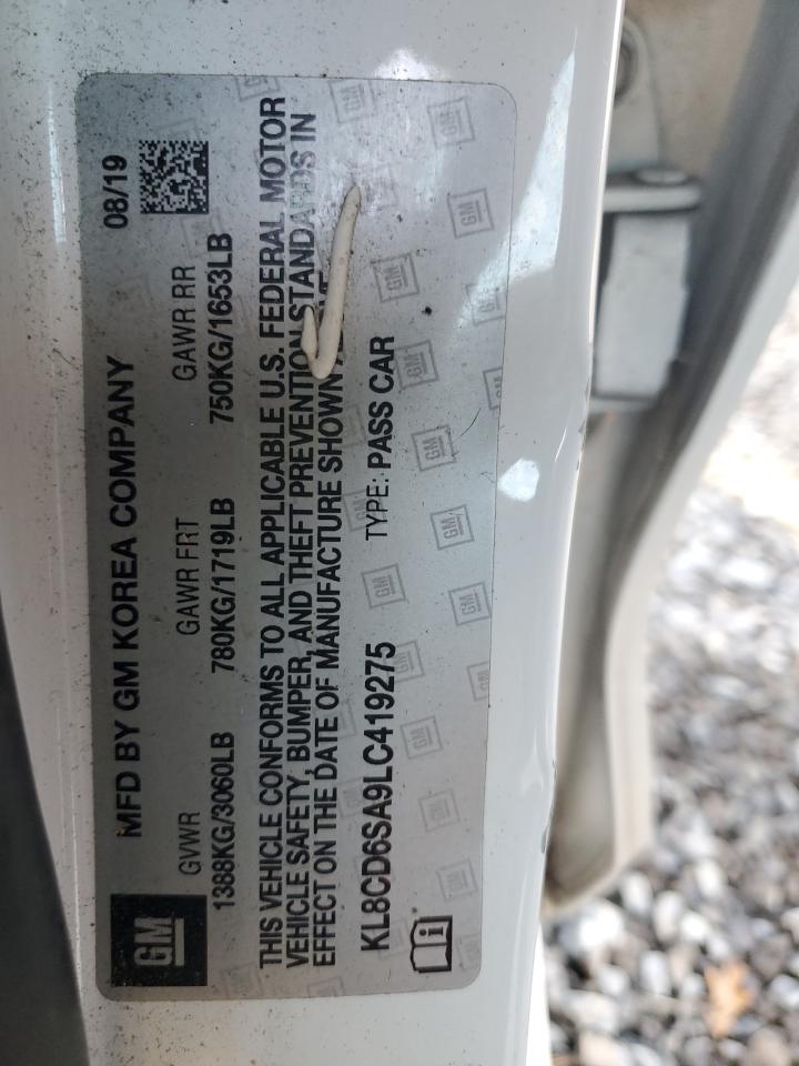 2020 Chevrolet Spark 1Lt VIN: KL8CD6SA9LC419275 Lot: 82703285