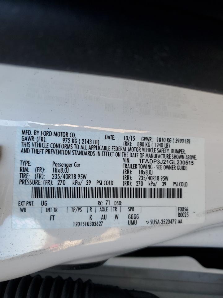 2016 Ford Focus Titanium VIN: 1FADP3J21GL230515 Lot: 85524355