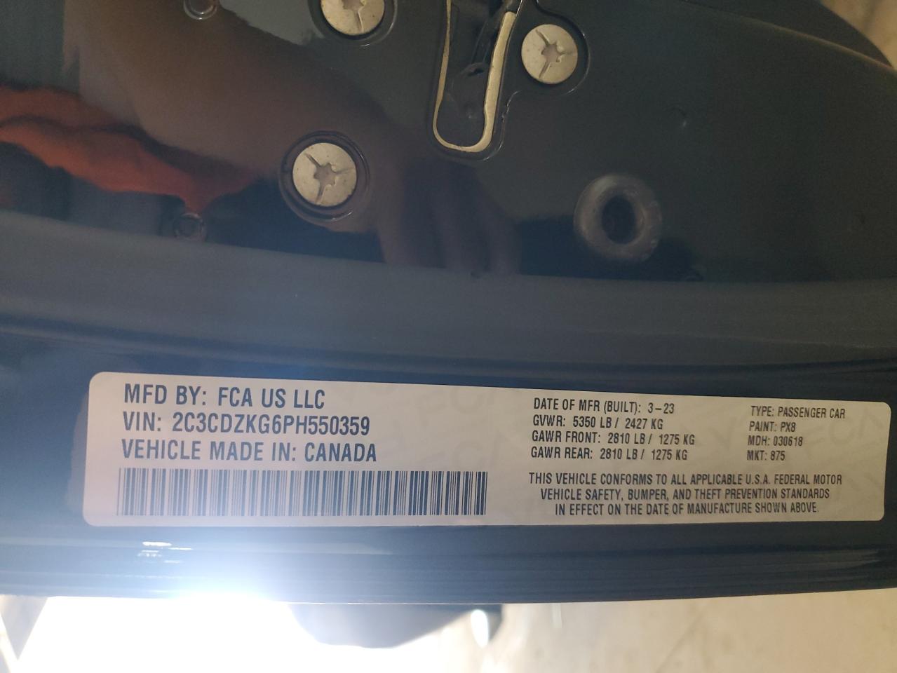 2023 Dodge Challenger Gt VIN: 2C3CDZKG6PH550359 Lot: 82713835