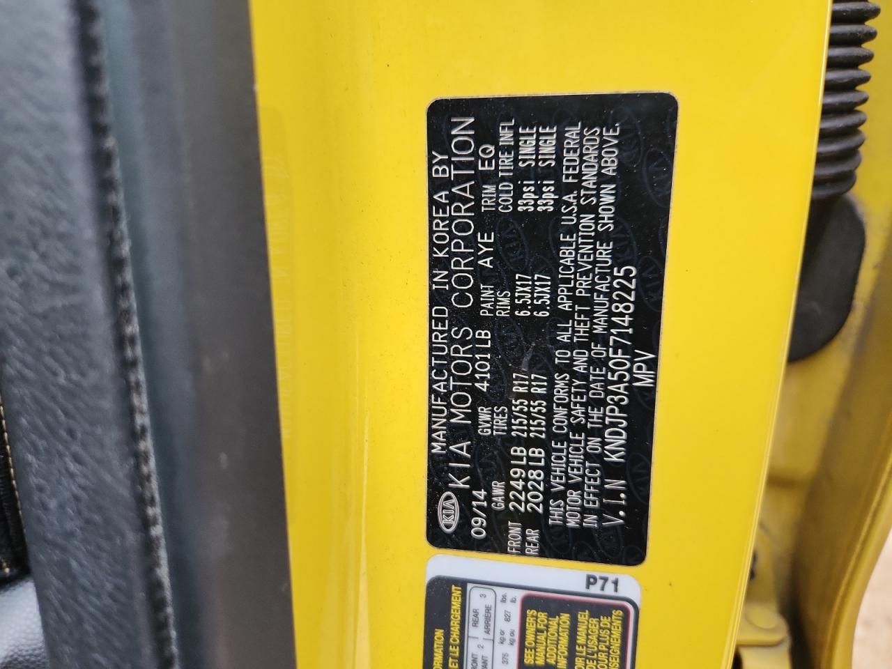 2015 Kia Soul + VIN: KNDJP3A50F7148225 Lot: 82784155