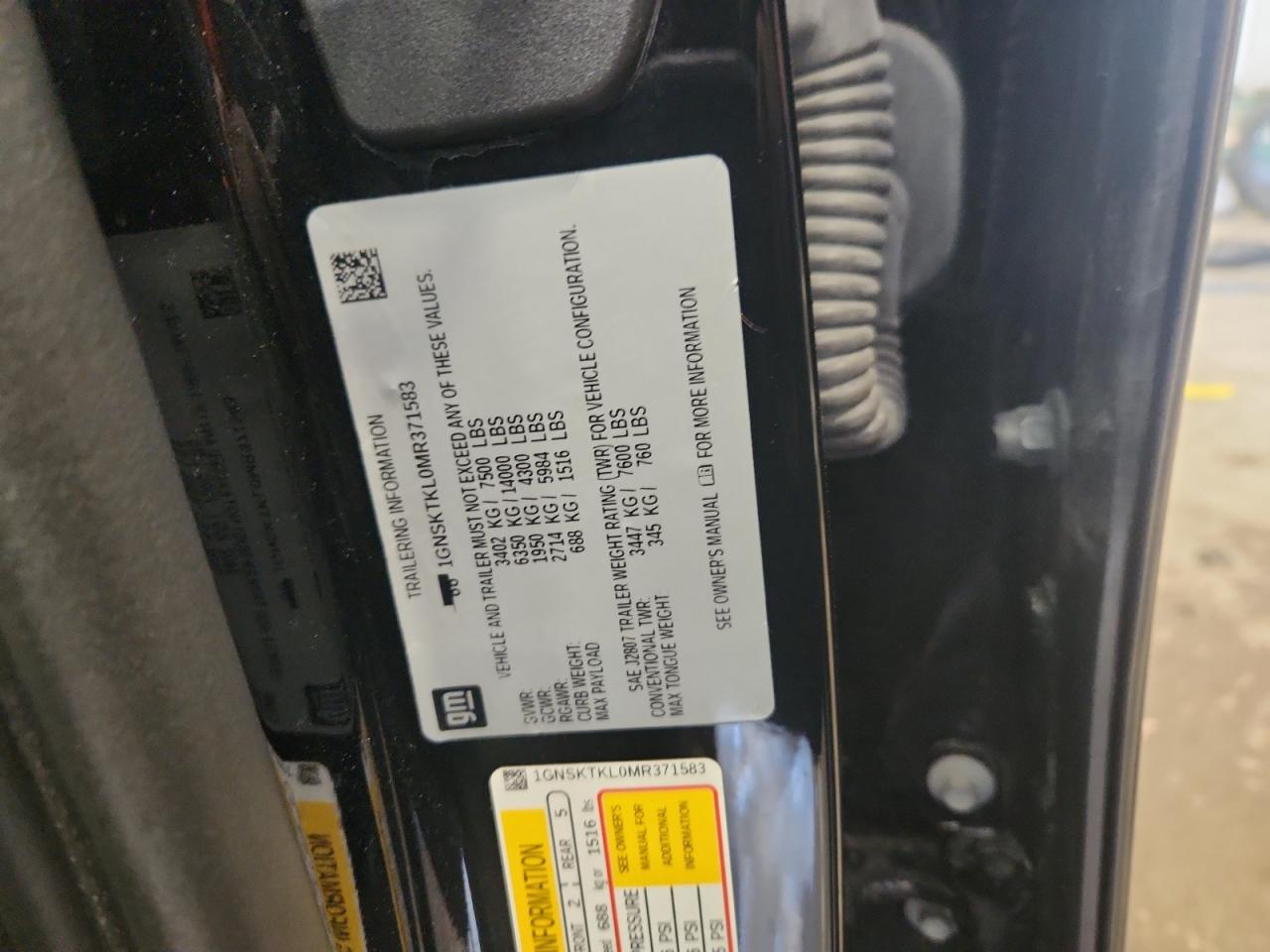 2021 Chevrolet Tahoe K1500 High Country VIN: 1GNSKTKL0MR371583 Lot: 85561425