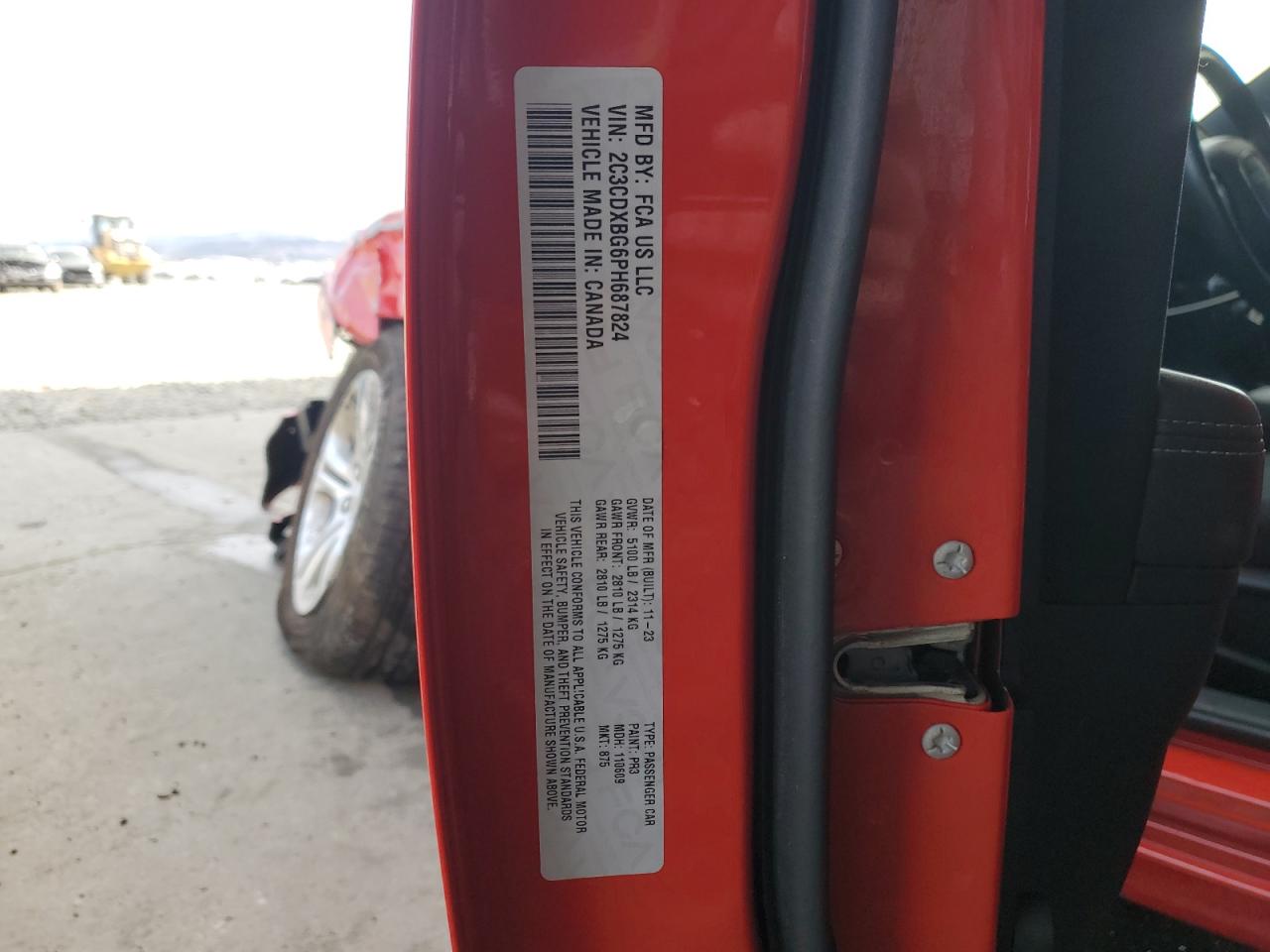 2023 Dodge Charger Sxt VIN: 2C3CDXBG6PH687824 Lot: 85909605