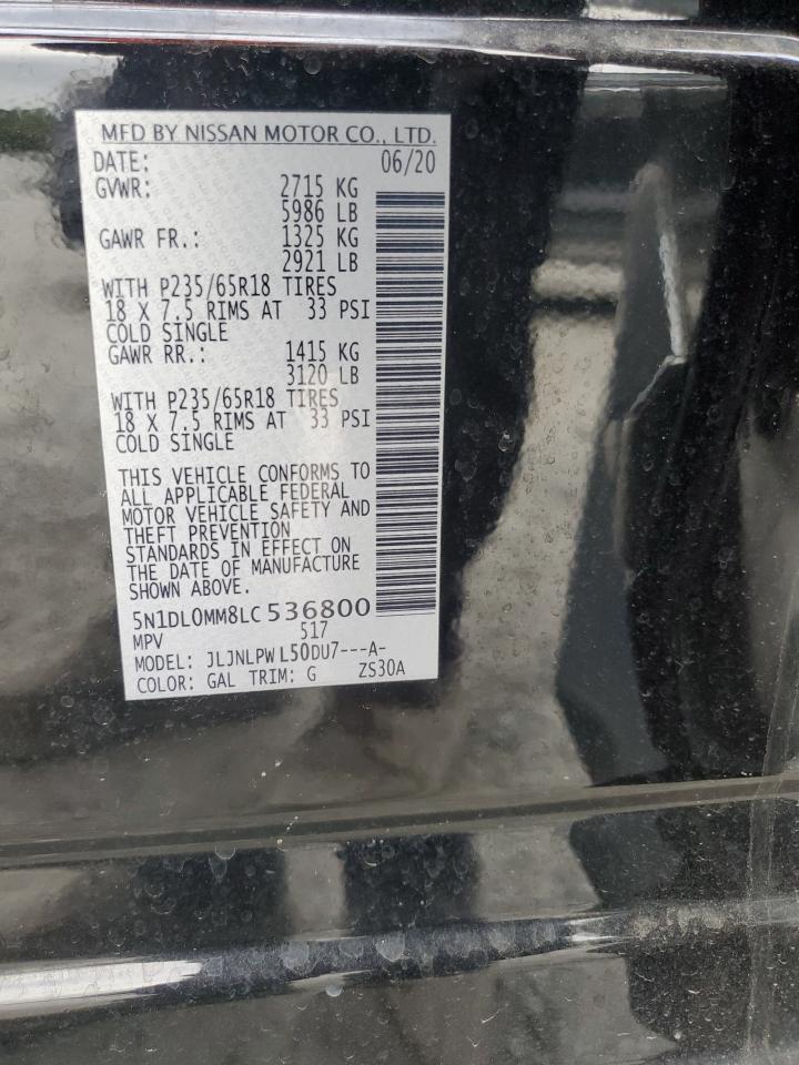 2020 Infiniti Qx60 Luxe VIN: 5N1DL0MM8LC536800 Lot: 85382365