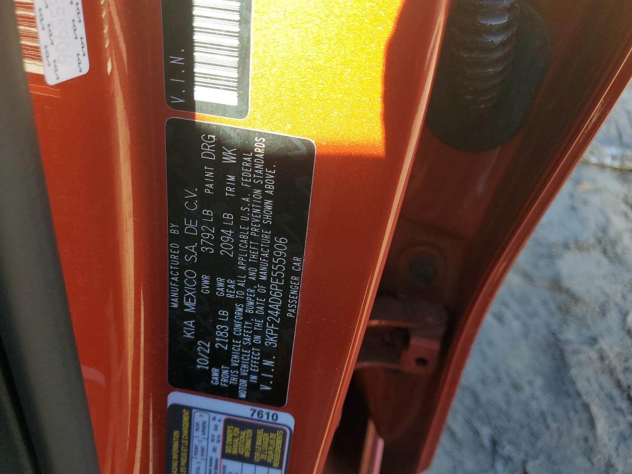 2023 Kia Forte Lx VIN: 3KPF24AD6PE555906 Lot: 90374225