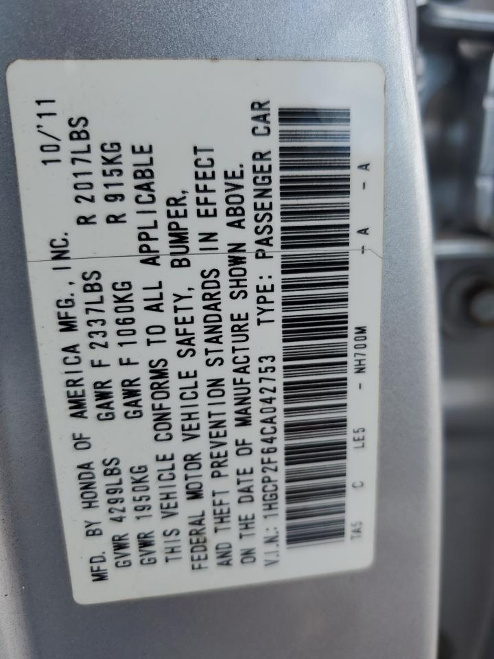 2012 Honda Accord Se VIN: 1HGCP2F64CA042753 Lot: 85736775