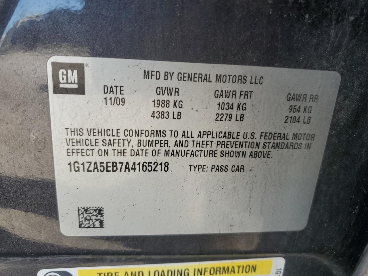 2010 Chevrolet Malibu Ls VIN: 1G1ZA5EB7A4165218 Lot: 82465115