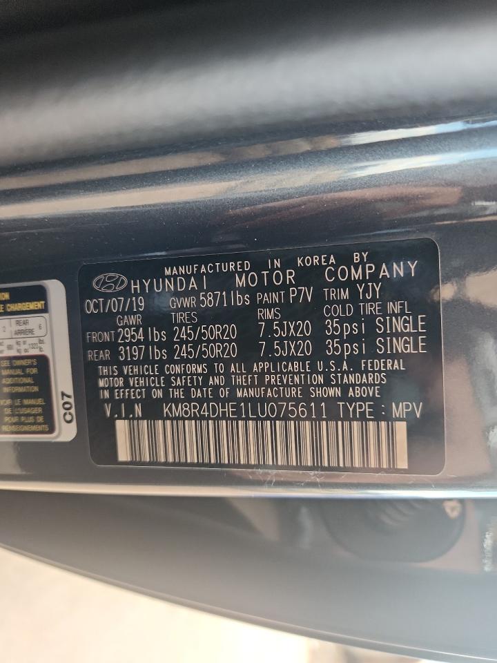 2020 Hyundai Palisade Sel VIN: KM8R4DHE1LU075611 Lot: 82436335