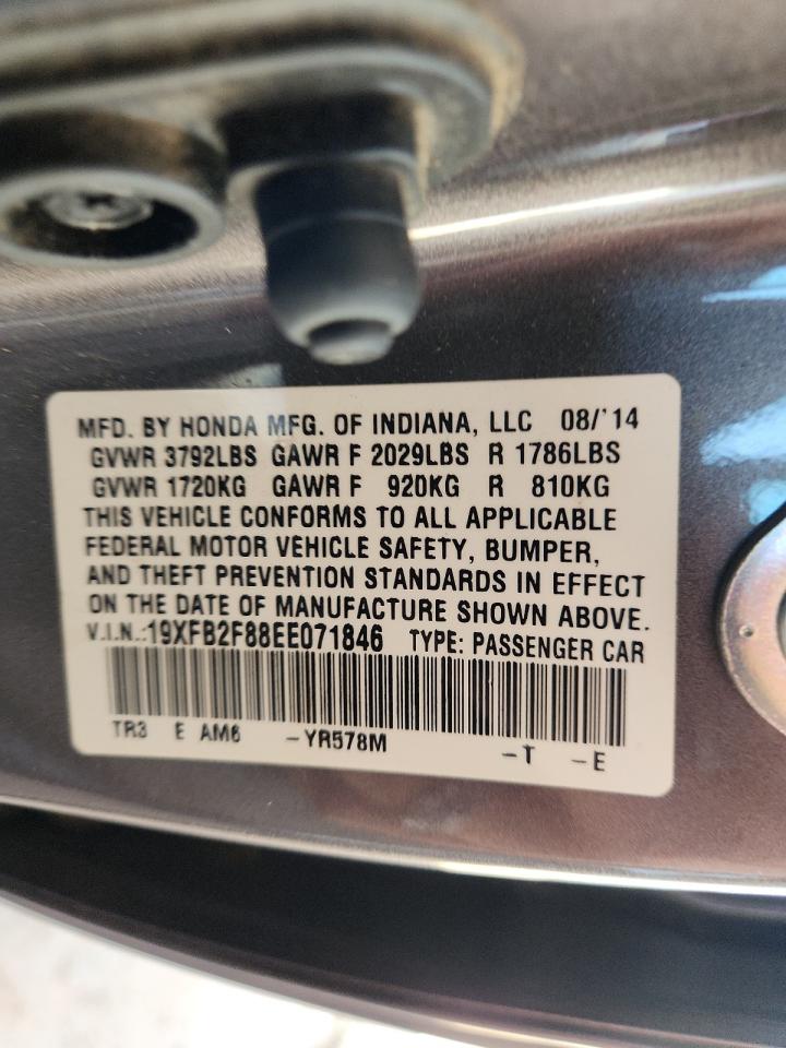 2014 Honda Civic Ex VIN: 19XFB2F88EE071846 Lot: 85721095