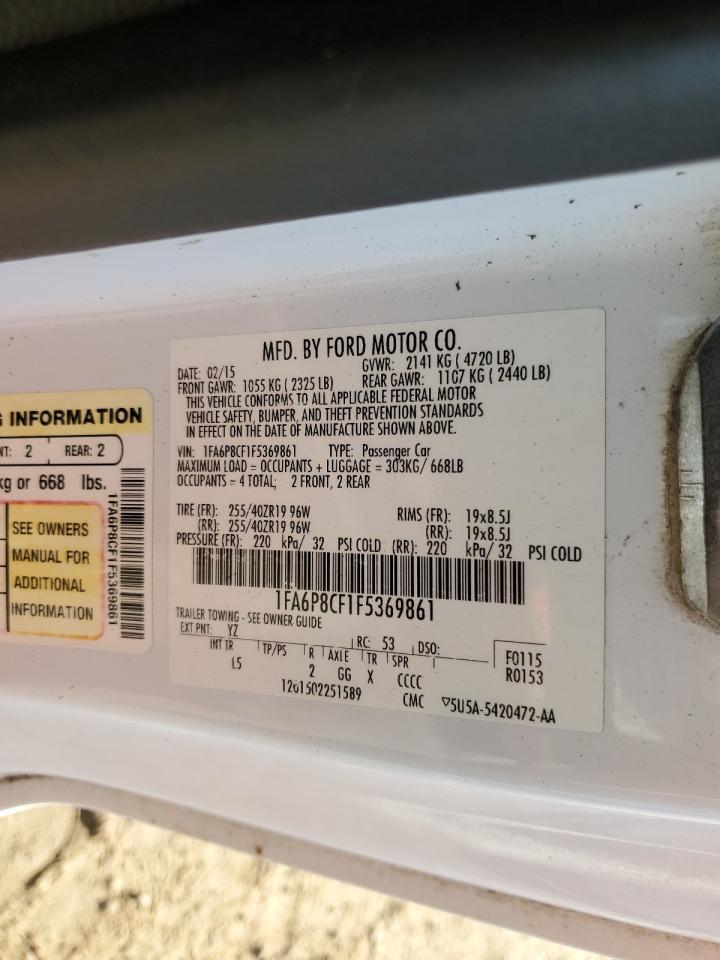 2015 Ford Mustang Gt VIN: 1FA6P8CF1F5369861 Lot: 90602675