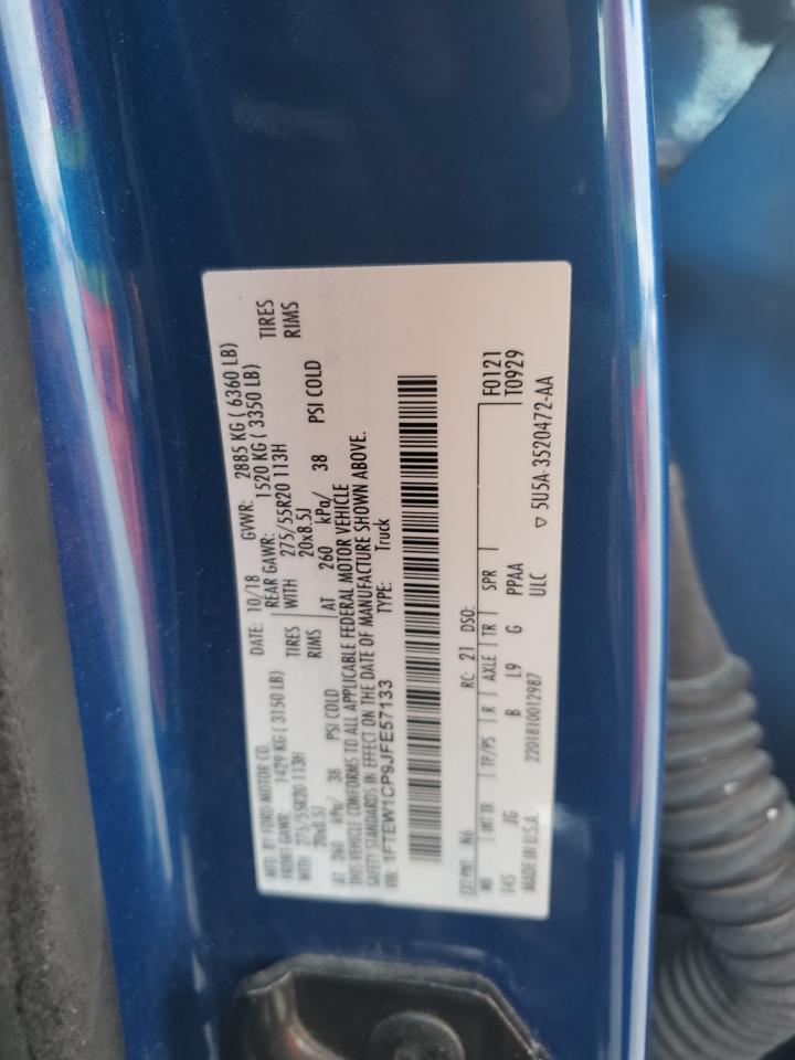 2018 Ford F150 Supercrew VIN: 1FTEW1CP9JFE57133 Lot: 84779055