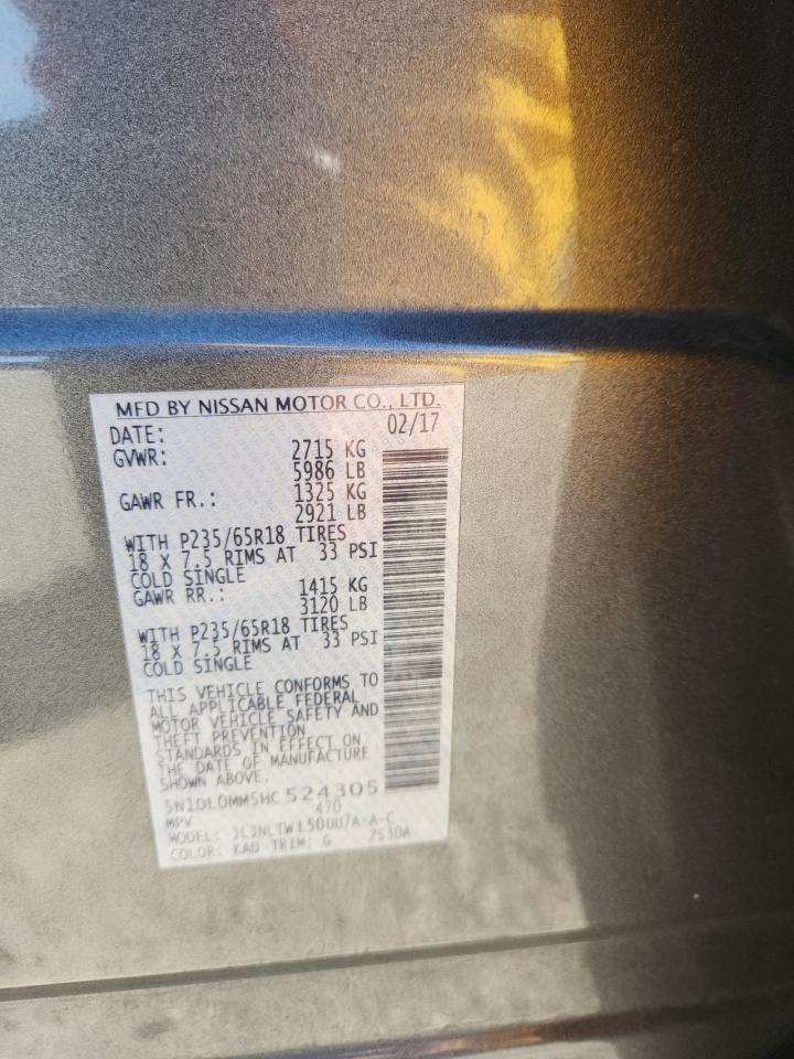 2017 Infiniti Qx60 VIN: 5N1DL0MM5HC524305 Lot: 90454935