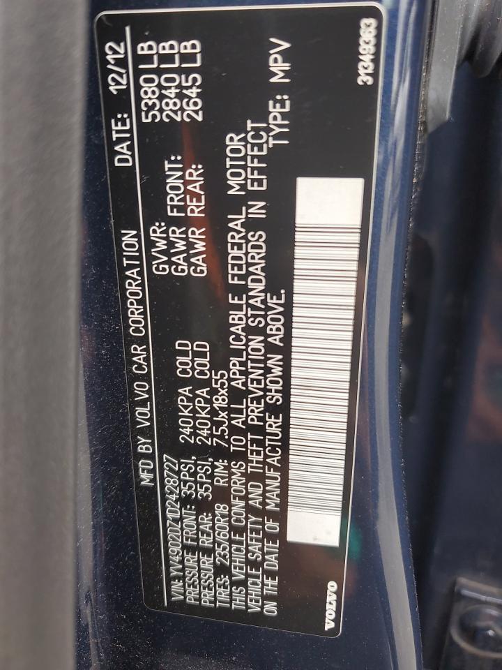 2013 Volvo Xc60 T6 VIN: YV4902DZ1D2428727 Lot: 85679415