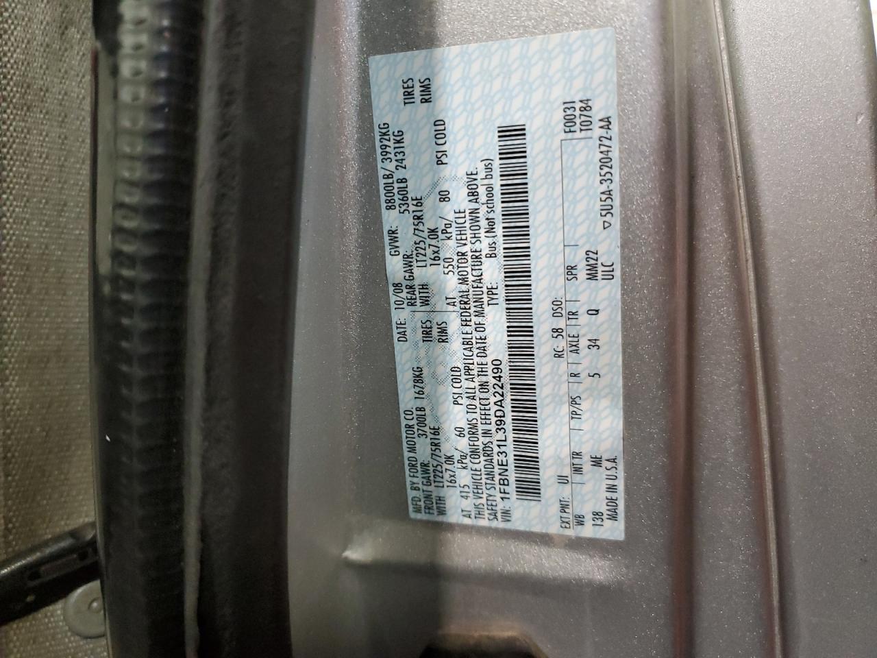 2009 Ford Econoline E350 Super Duty Wagon VIN: 1FBNE31L39DA22490 Lot: 89577155