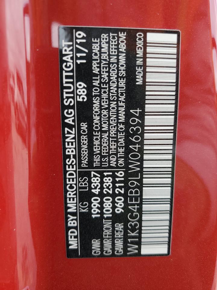 2020 Mercedes-Benz A 220 VIN: W1K3G4EB9LW046394 Lot: 86698745