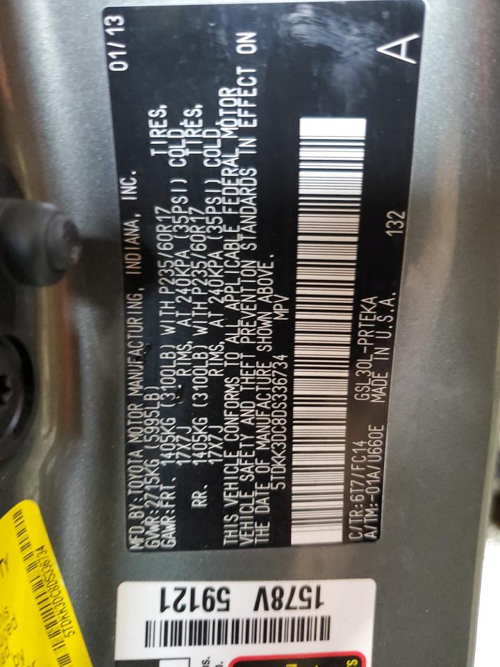 2013 Toyota Sienna Le VIN: 5TDKK3DC8DS336734 Lot: 89632635