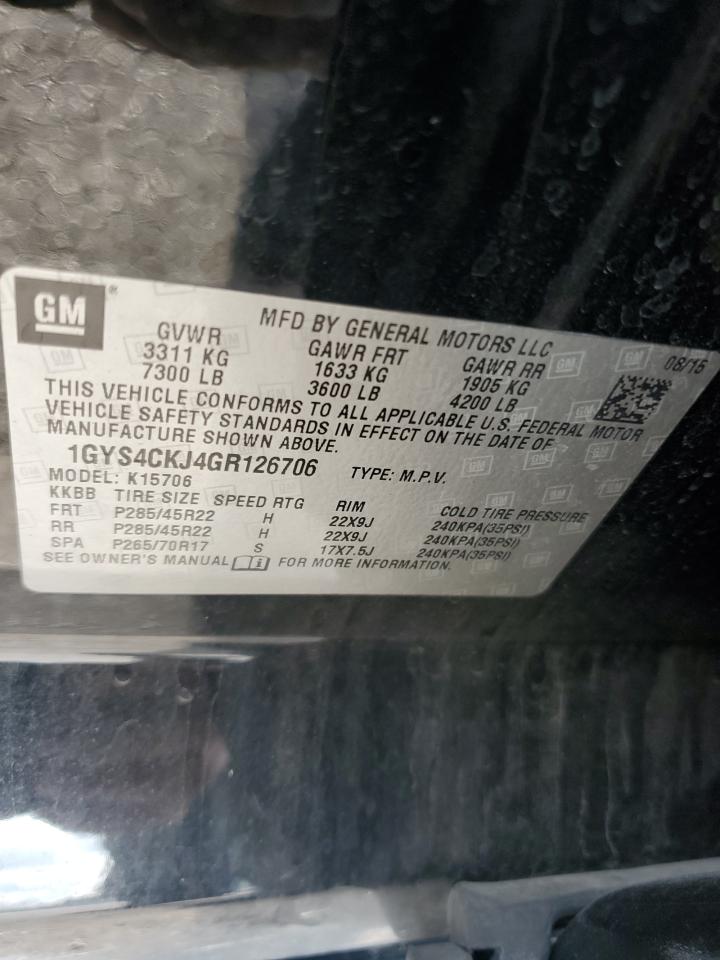 2016 Cadillac Escalade Premium VIN: 1GYS4CKJ4GR126706 Lot: 89549895