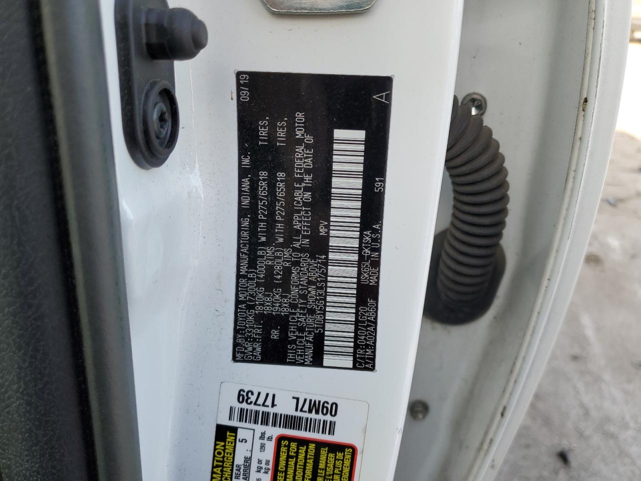 2020 Toyota Sequoia Sr5 VIN: 5TDBY5G13LS175714 Lot: 84815735