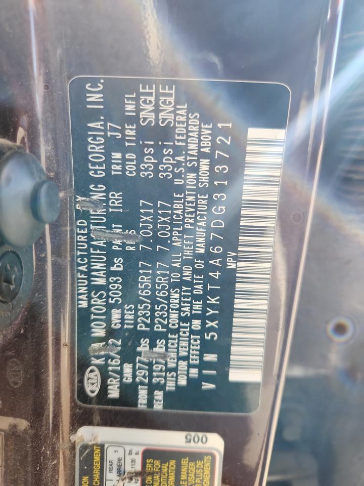 2013 Kia Sorento Lx VIN: 5XYKT4A67DG313721 Lot: 82292235