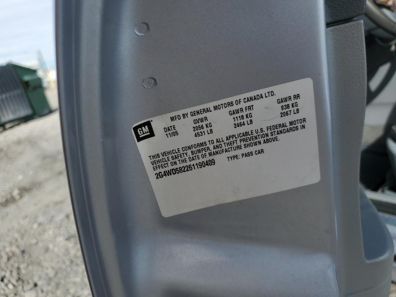 2006 Buick Lacrosse Cxl VIN: 2G4WD582261190409 Lot: 82714165