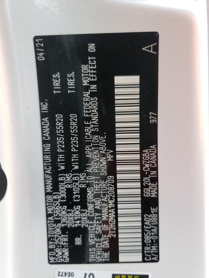 2021 Lexus Rx 350 VIN: 2T2HZMAA1MC208709 Lot: 84882875