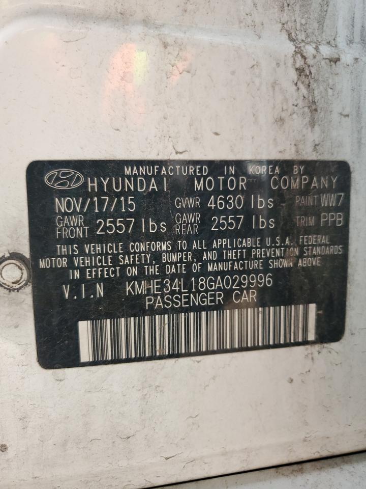 2016 Hyundai Sonata Hybrid VIN: KMHE34L18GA029996 Lot: 82380435