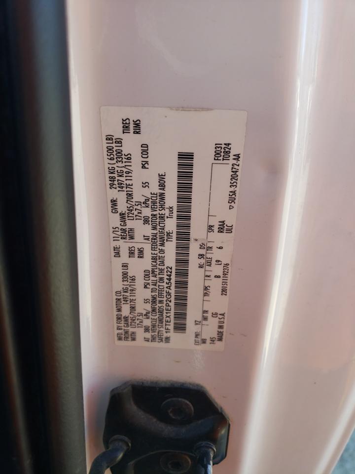 2016 Ford F150 Super Cab VIN: 1FTEX1EP2GFA54422 Lot: 86178075