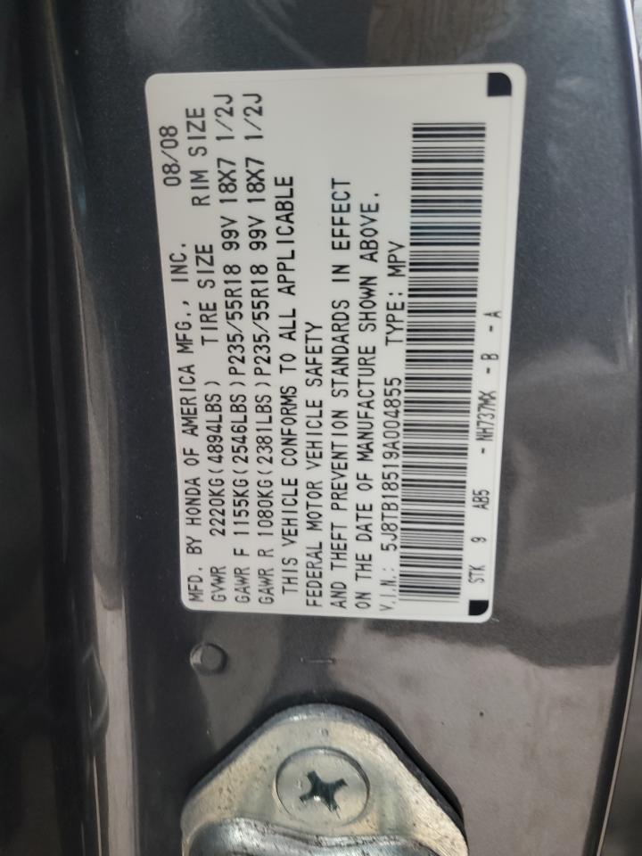 2009 Acura Rdx Technology VIN: 5J8TB18519A004855 Lot: 90050815