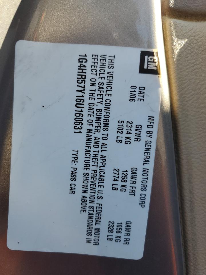 2006 Buick Lucerne Cxl VIN: 1G4HR57Y16U160631 Lot: 86079755