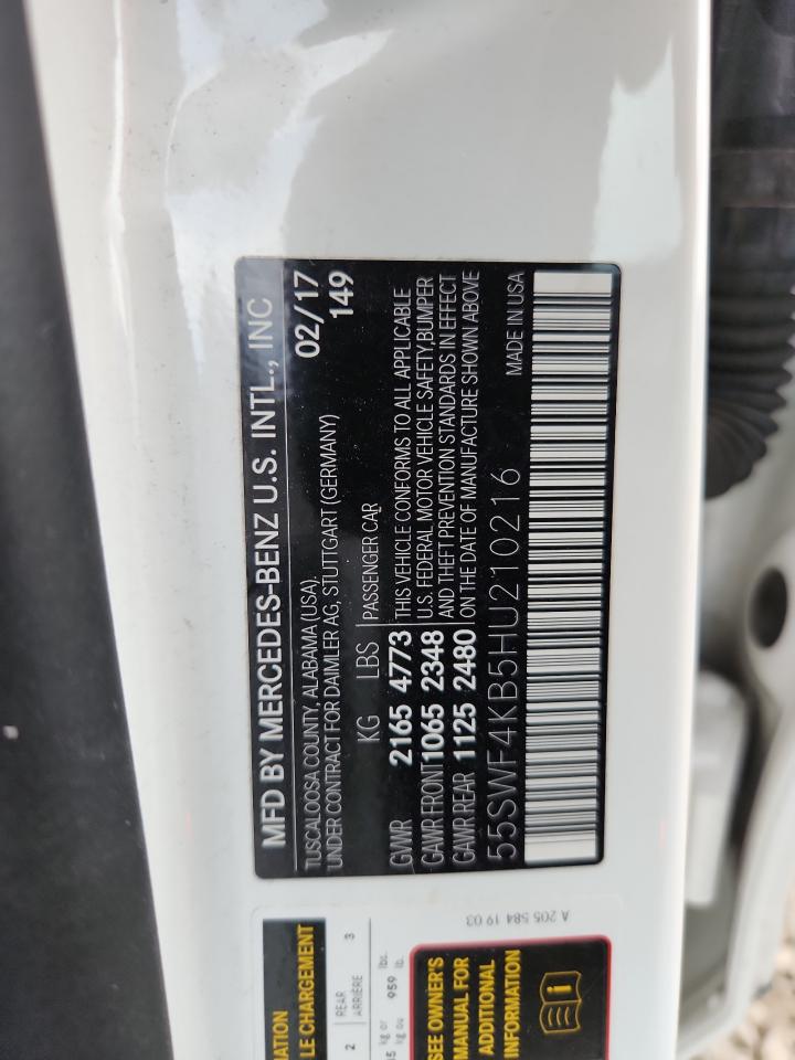 2017 Mercedes-Benz C 300 4Matic VIN: 55SWF4KB5HU210216 Lot: 82281745