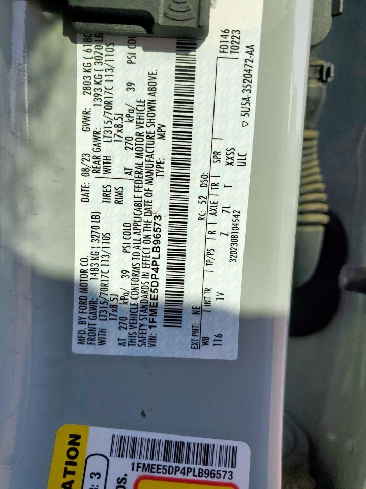 2023 Ford Bronco Base VIN: 1FMEE5DP4PLB96573 Lot: 85092625