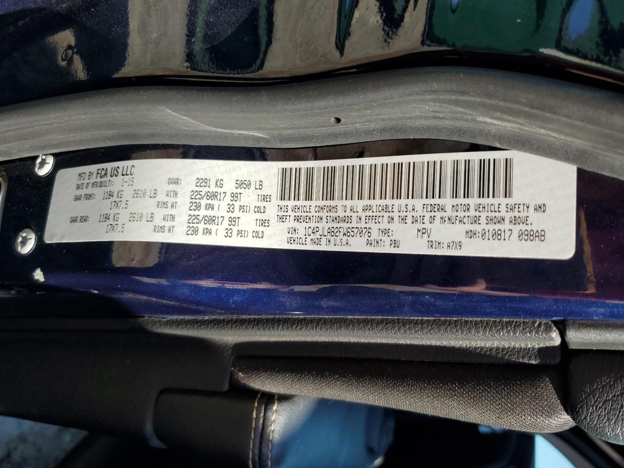 2015 Jeep Cherokee Sport VIN: 1C4PJLAB2FW657076 Lot: 82625765