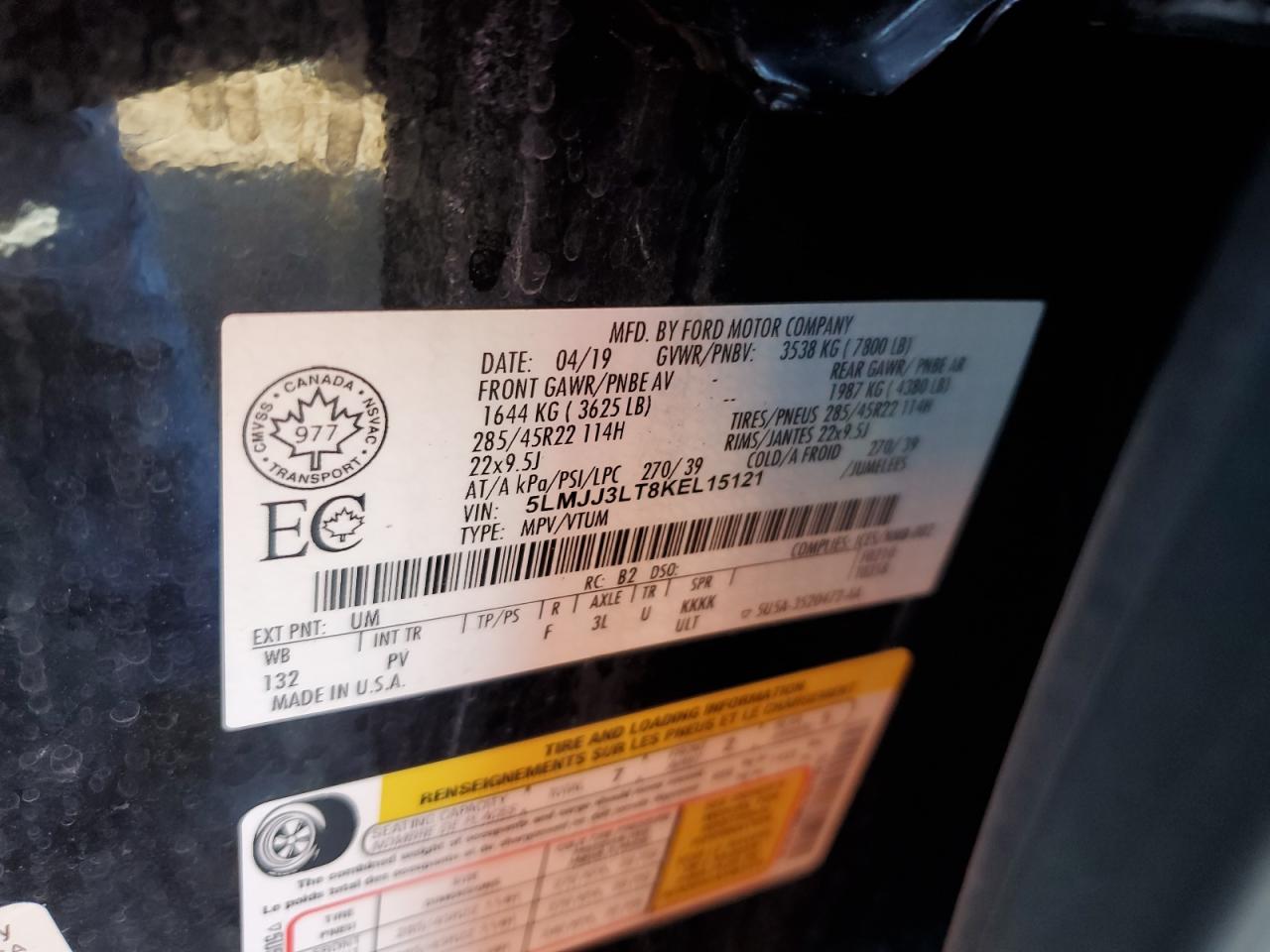 2019 Lincoln Navigator L Reserve VIN: 5LMJJ3LT8KEL15121 Lot: 82335855