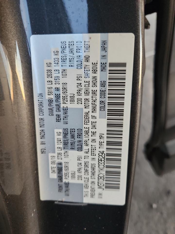 2019 Mazda Cx-9 Touring VIN: JM3TCBCY1K0335294 Lot: 87220995